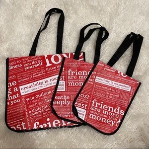 Lululemon Red Reusable Shopping Bags Set of 3